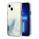 For iPhone 14 Marble Pattern Glittery Powder Shockproof TPU + Acrylic Phone Case (Baby Blue) - 1