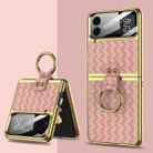 For Samsung Galaxy Z Flip4 GKK Weave Texture Electroplating Protective Phone Case(Rose Gold) - 1