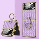 For Samsung Galaxy Z Flip4 GKK Weave Texture Electroplating Protective Phone Case(Purple) - 1