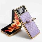 For Samsung Galaxy Z Flip4 GKK Integrated Plating + Leather Phone Case with Ring(Purple) - 1