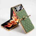 For Samsung Galaxy Z Flip4 GKK Integrated Plating + Leather Phone Case with Ring(Matcha Green) - 1