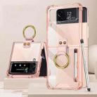 For Samsung Galaxy Z Flip4 GKK Airbag Protective Phone Case with Ring & Pen(Pink) - 1