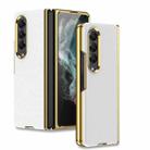 For Samsung Galaxy Z Fold4 GKK Electroplating Leather Surface Phone Case(Gold White) - 1