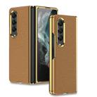 For Samsung Galaxy Z Fold4 GKK Electroplating Leather Surface Phone Case(Gold Coffee) - 1