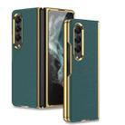 For Samsung Galaxy Z Fold4 GKK Electroplating Leather Surface Phone Case(Gold Green) - 1