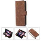 For Samsung Galaxy Z Fold4 Horizontal Flip Leather Phone Case with Pen Slot(Brown) - 1