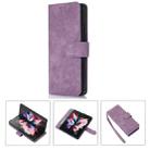 For Samsung Galaxy Z Fold4 Horizontal Flip Leather Phone Case with Pen Slot(Purple) - 1