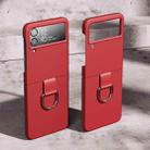 For Samsung Galaxy Z Flip4 5G Skin Feeling PC + Flannel Protective Phone Case with Ring Hook(Red) - 1