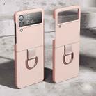 For Samsung Galaxy Z Flip4 5G Skin Feeling PC + Flannel Protective Phone Case with Ring Hook(Pink) - 1