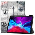 For iPad Pro 12.9 inch 2020 Painted TPU Horizontal Flip Leather Tablet Case with Holder & Sleep / Wake-up Function & Pen Slot(Retro Tower) - 1