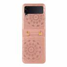For Samsung Galaxy Z Flip4 Mandala Embossing Fold Leather Phone Case(Rose Gold) - 1