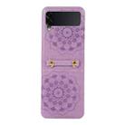 For Samsung Galaxy Z Flip4 Mandala Embossing Fold Leather Phone Case(Purple) - 1