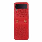 For Samsung Galaxy Z Fold3 5G Mandala Embossing Fold Leather Phone Case(Red) - 1