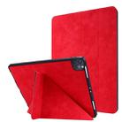 For iPad Pro 12.9 inch 2020 Marble Style Cloth Texture Horizontal Deformation Flip Leather Tablet Case with Holder & Pen Slot(Red) - 1