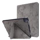 For iPad Pro 12.9 inch 2020 Marble Style Cloth Texture Horizontal Deformation Flip Leather Tablet Case with Holder & Pen Slot(Grey) - 1