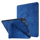 For iPad Pro 12.9 inch 2020 Marble Style Cloth Texture Horizontal Deformation Flip Leather Tablet Case with Holder & Pen Slot(Blue) - 1
