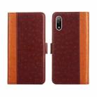 For Sony Xperia Ace II Ostrich Texture Flip Leather Phone Case(Brown) - 1