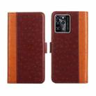 For ZTE Blabe V30 Ostrich Texture Flip Leather Phone Case(Brown) - 1