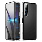 For Sony Xperia 10 IV HD Magnetic Metal Tempered Glass Phone Case(Silver) - 1