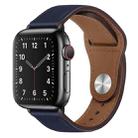 PU Leather Black Buckle Watch Band For Apple Watch Ultra 49mm / Series 8&7 45mm / SE 2&6&SE&5&4 44mm / 3&2&1 42mm(Dark Blue) - 1