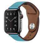 PU Leather Black Buckle Watch Band For Apple Watch Ultra 49mm / Series 8&7 45mm / SE 2&6&SE&5&4 44mm / 3&2&1 42mm(Bright Blue) - 1