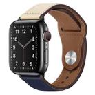 PU Leather Black Buckle Watch Band For Apple Watch Series 8&7 41mm / SE 2&6&SE&5&4 40mm / 3&2&1 38mm(Beige and Dark Blue) - 1