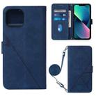 For iPhone 14 Plus Crossbody 3D Embossed Flip Leather Phone Case (Blue) - 1