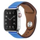 PU Leather Silver Buckle Watch Band For Apple Watch Ultra 49mm&Watch Ultra 2 49mm / Series 9&8&7 45mm / SE 3&SE 2&6&SE&5&4 44mm / 3&2&1 42mm(Blue) - 1