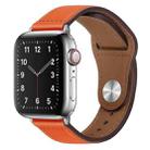 PU Leather Silver Buckle Watch Band For Apple Watch Ultra 49mm / Series 8&7 45mm / SE 2&6&SE&5&4 44mm / 3&2&1 42mm(Orange) - 1