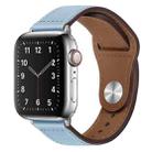 PU Leather Silver Buckle Watch Band For Apple Watch Ultra 49mm / Series 8&7 45mm / SE 2&6&SE&5&4 44mm / 3&2&1 42mm(Light Blue) - 1