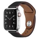 PU Leather Silver Buckle Watch Band For Apple Watch Ultra 49mm / Series 8&7 45mm / SE 2&6&SE&5&4 44mm / 3&2&1 42mm(Black) - 1