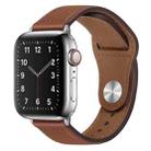 PU Leather Silver Buckle Watch Band For Apple Watch Ultra 49mm&Watch Ultra 2 49mm / Series 9&8&7 45mm / SE 3&SE 2&6&SE&5&4 44mm / 3&2&1 42mm(Red Brown) - 1