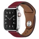 PU Leather Silver Buckle Watch Band For Apple Watch Ultra 49mm / Series 8&7 45mm / SE 2&6&SE&5&4 44mm / 3&2&1 42mm(Wine Red) - 1