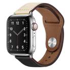 PU Leather Silver Buckle Watch Band For Apple Watch Ultra 49mm / Series 8&7 45mm / SE 2&6&SE&5&4 44mm / 3&2&1 42mm(Beige and Black) - 1