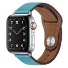 PU Leather Silver Buckle Watch Band For Apple Watch Ultra 49mm&Watch Ultra 2 49mm / Series 9&8&7 45mm / SE 3&SE 2&6&SE&5&4 44mm / 3&2&1 42mm(Bright Blue) - 1