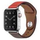 PU Leather Silver Buckle Watch Band For Apple Watch Ultra 49mm / Series 8&7 45mm / SE 2&6&SE&5&4 44mm / 3&2&1 42mm(Brick Red and Grey) - 1