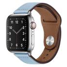 PU Leather Silver Buckle Watch Band For Apple Watch Series 9&8&7 41mm / SE 3&SE 2&6&SE&5&4 40mm / 3&2&1 38mm(Light Blue) - 1