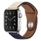 PU Leather Silver Buckle Watch Band For Apple Watch Series 8&7 41mm / SE 2&6&SE&5&4 40mm / 3&2&1 38mm(Beige and Dark Blue) - 1