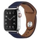 PU Leather Silver Buckle Watch Band For Apple Watch Series 9&8&7 41mm / SE 3&SE 2&6&SE&5&4 40mm / 3&2&1 38mm(Dark Blue) - 1