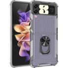 For Samsung Galaxy Z Flip4 Honeycomb PC + TPU Shockproof Phone Case with Ring Holder(Grey) - 1