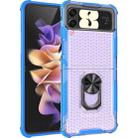 For Samsung Galaxy Z Flip4 Honeycomb PC + TPU Shockproof Phone Case with Ring Holder(Blue) - 1