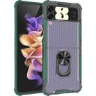 For Samsung Galaxy Z Flip4 Honeycomb PC + TPU Shockproof Phone Case with Ring Holder(Dark Green) - 1