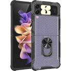 For Samsung Galaxy Z Flip4 Honeycomb PC + TPU Shockproof Phone Case with Ring Holder(Black) - 1