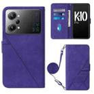 For OPPO K10 Pro 5G Crossbody 3D Embossed Flip Leather Phone Case(Purple) - 1