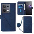 For OPPO Reno8 Crossbody 3D Embossed Flip Leather Phone Case(Blue) - 1