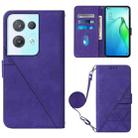 For OPPO Reno8 Pro Crossbody 3D Embossed Flip Leather Phone Case(Purple) - 1