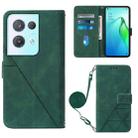 For OPPO Reno8 Pro Crossbody 3D Embossed Flip Leather Phone Case(Dark Green) - 1