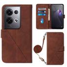 For OPPO Reno8 Pro+ Crossbody 3D Embossed Flip Leather Phone Case(Brown) - 1