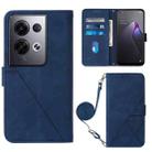 For OPPO Reno8 Pro+ Crossbody 3D Embossed Flip Leather Phone Case(Blue) - 1