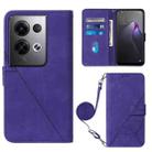 For OPPO Reno8 Pro+ Crossbody 3D Embossed Flip Leather Phone Case(Purple) - 1